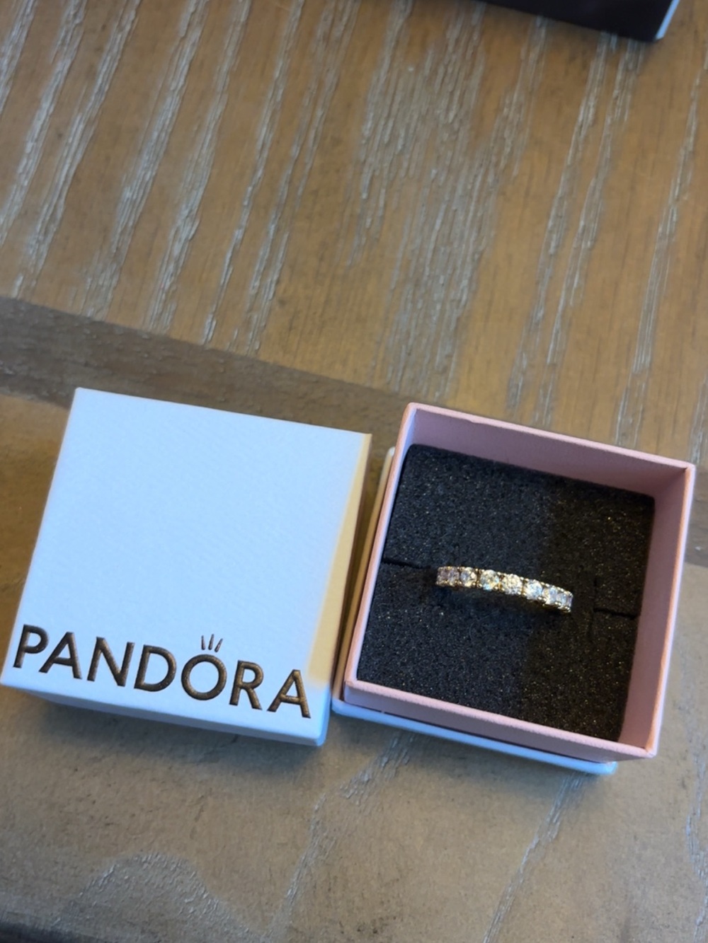 Pandora Gold Tone Cubic Zirconia Row Ring - Gold